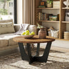 Round Wood Coffee Table, Farmhouse 31.5" Small Center Tea Table for Living Room