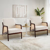 Wooden Frame Accent Armchair Corduroy/Linen Upholstered Padded Single Sofa Chair