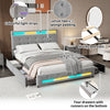 UPHOLSTERED 4FT6 DOUBLE BED FRAME WITH 4 DRAWERS LED LIGHT STRIPS VELVET FABRIC