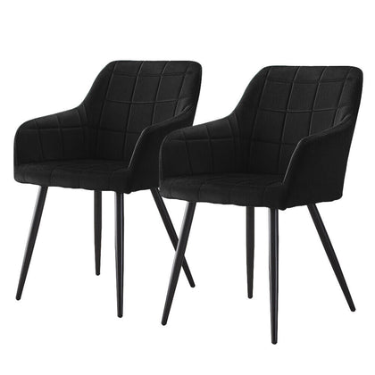 2 PCS Luxury Black Dining Chairs Armchairs Upholstered Soft Padded Seat Back NEW