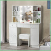 For Bedroom Vanity Makeup Desk Set Dressing Table With Stool LED Lighted Mirror