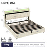 Upholstered Ottoman Storage Bed Frame 5ft King with Storage Headboard, LED Beige