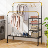 Rolling Clothes Drying Rack Adjustable Double Rods Garment Rack-Golden