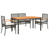 ShCuShan 5 Piece Garden Dining Set with Cushions Black Poly Rattan,Rattan Q9R3