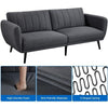2 Seater Sofa Bed Convertible Futon Bed Settee with Wooden Legs Recliner Couch