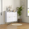 Slim Shoe Cabinet Storage Unit 4 Flip Drawers Modern Hallway Cupboard White Gold