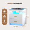 Bedside Table with Charging Station, High Gloss Nigtstand with LED Lights
