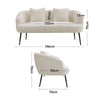 2 Seater White Teddy Sofas Loveseat Settee Black Metal Legs Living Room Bedroom