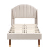 Upholstered Platform Bed 3ft Single Bed Frame with Headboard and wing Side Beige