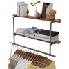 Retro Coat Rack Industrial Pipe WallMounted Clothes Hanging Rail Hallway Bedroom