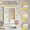 LED Illuminated Bathroom Mirror Golden Brushed Beveled Frame Makeup Wall Mirror