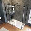 Walk In Shower Enclosure And Anti-slip Tray Black Grid 8mm Clear Glass Cubicle