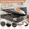 5ft King Upholstered Ottoman Storage Bed Frame with Headboard Storage Drawers