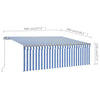 Manual Retractable Awning with Blind & LED 4x3m Blue & White