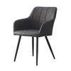Set Of 2 Grey Dining Chairs Faux Leather Office Chairs Padded Seat Kitchen