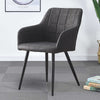 Set Of 2 Grey Dining Chairs Faux Leather Office Chairs Padded Seat Kitchen