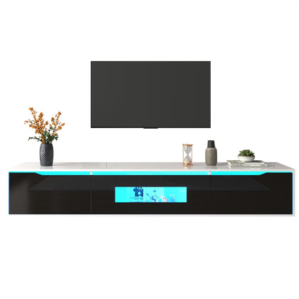 180cm TV Stand Cabinet Unit High Gloss Front MDF Entertainment LED Lights Modern
