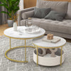 80 & 60 CM Circle Cocktail Table Round Coffee Table Set of 2-White
