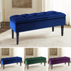Velvet Upholstered Footstool Seat Bench w/Storage Box Chair Ottoman Pouffe Stool