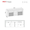 Modern TV Unit 145cm I Sideboard I TV Stand I Grey High Gloss Doors I Free LED