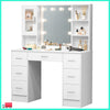 Dressing Table Set Makeup Desk w/ LED Light Mirror 7 Drawers Vanity Table White