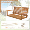 Acacia Wood Porch Swing 2-Person Patio Hanging Chair Outdoor Hanging Swing Bench