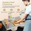 Outdoor BBQ Grill Cart with Stainless Steel Top Foldable Side Table Storage