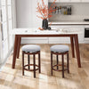 2X Counter Height Stool Rubber Wood Swivel Bar Stool w/Padded Cushion Gray&Brown
