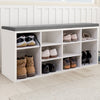 Multi-Storage Shoe Bench Rack 10 Compartments Cushion Moving Shelves Home White