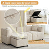 3 Seater Sofa L shape Fabric Corner Sofa with Detachable Storage Ottoman | Beige