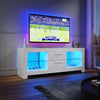 High Gloss TV Stand White Unit Cabinet 130cm Cupboard With LED Light & Drawers