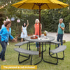 8 person Round Picnic Table Bench Set Outdoor Circular Picnic Table W/4 Benches