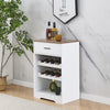 8 Bottles Storage Wine Rack with Drawer Wooden Display Shelf Wine Holder White