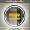 Fogless Round LED Bathroom Mirror Frameless Wall Mount Dustproof Memorize Mirror