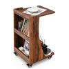 C-Shaped End Table Mobile Sofa Side Table Coffee Laptop Table W/ Swivel Casters