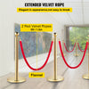 4PCS Barrier Posts Crowd Control Stanchion 2 Velvet Ropes Bank Queue