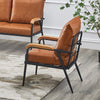 Brown Faux Leather Sofa Armchair Couch Living Room Metal Legs Modern 1 Seater