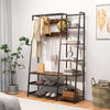 5 Side Shelves Hall Tree Entryway Bench With Coat Rack And Storage
