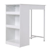 3 Piece Breakfast Bar Table Set with 3 Tier Storage Shelves White Stools & Table