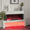 FIREPLACE WHITE MANTEL WALL MOUNTED ELECTRIC FIRE GLASS LED FLAME HEATER 51 52''