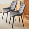 2x Dining Chairs Set Velvet Upholstered Back Dining Room Chair Fabric Grey