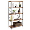 5-Tier Bookshelf Industrial Wood Bookcase Freestanding Display Rack Organizer