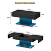 High gloss Coffee Table with RGB LED Lights adjustable Cocktail Sofa Table Black