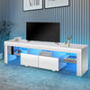Modern TV Unit Cabinet White High Gloss Doors 2 Drawer with RGB LED Lights Itzzj