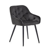2x Grey Velvet Dining Chairs Tufted Dining Room Armchairs Soft Padded Seat Metal