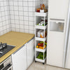 Kitchen Narrow Cabinet Bathroom Storage Rack 116cm Tall Slim Gap Shelf w/ Wheels