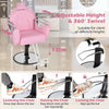 Hydraulic Pump Shampoo Chair Reclining Salon Chair w/Adjustable Height-Pink