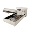 Ottoman Storage Bed Frame 3ft Single Size Bed with Headboard Velvet Fabric Beige