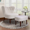 Big Sale! Teddy Fabric Armchair Cocktail Wing Back Chair Lounge Sofa w/Footstool