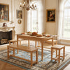 Extendable Dining Table 120-160cm Large Wooden Kitchen Desk & 2 Benches 2 Stools